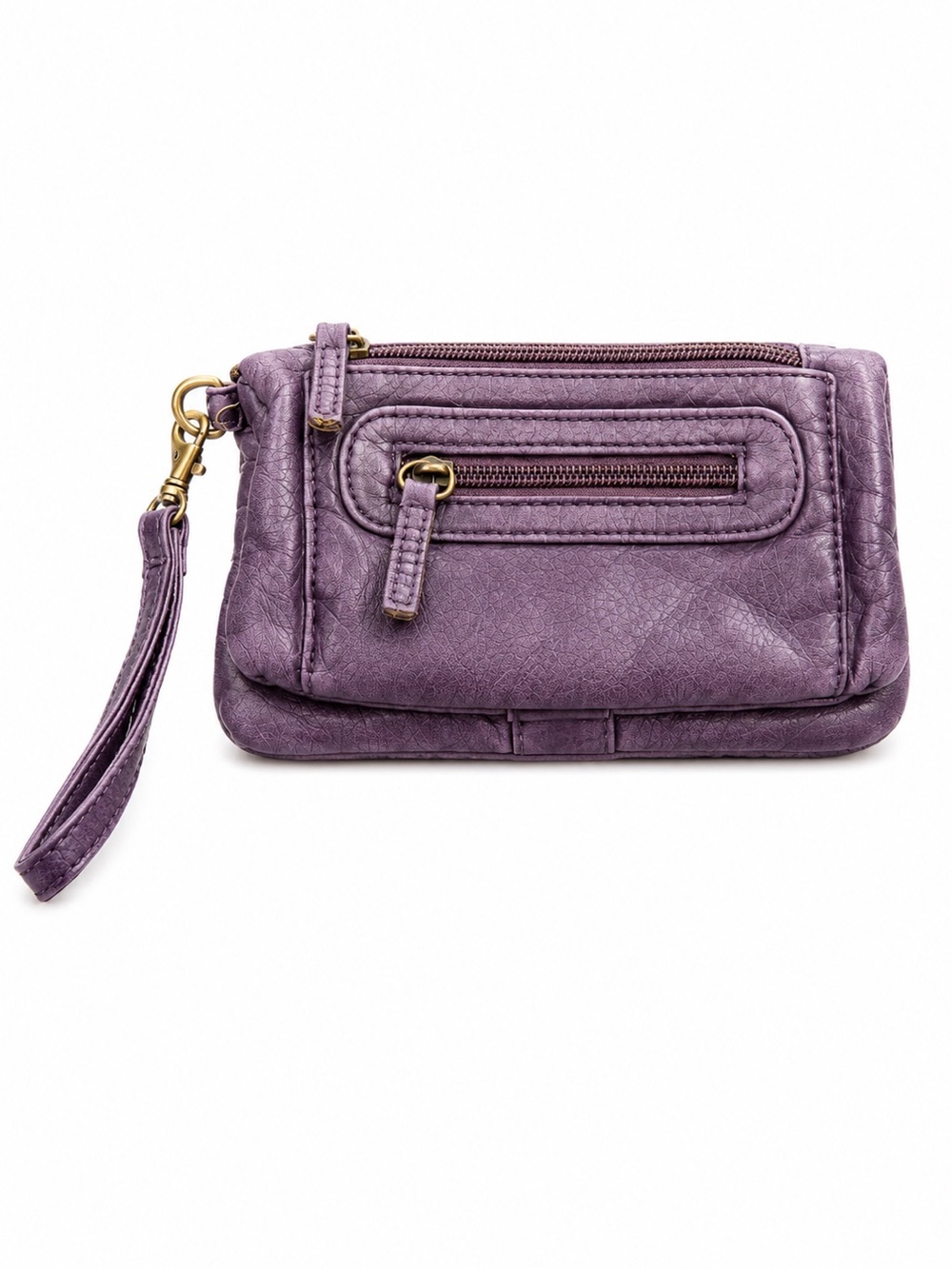 Vintage Wash Purple Wristlet Wallet Clutch Organizer Multi Pocket